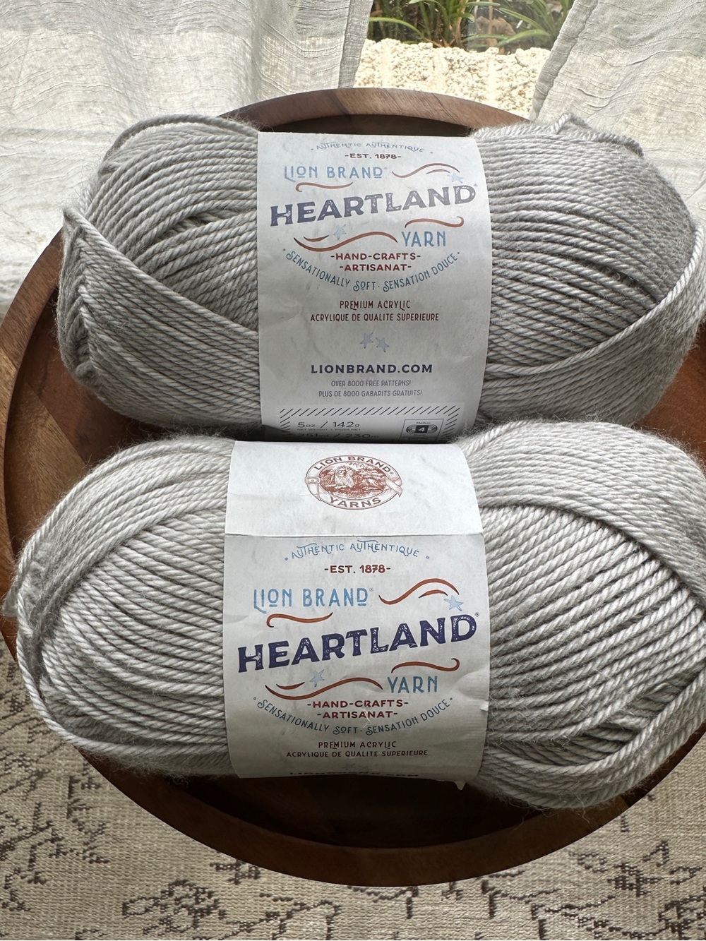 Lion Brand Heartland Yarn in Silver/Light Gray - 2 Skeins